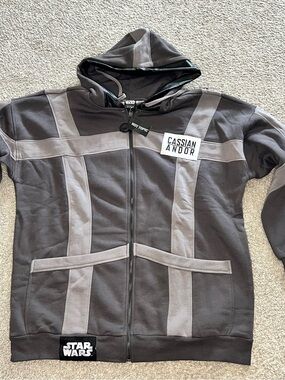 Hot Topic Star Wars Cassian Andor Gray Hooded Zip Jacket